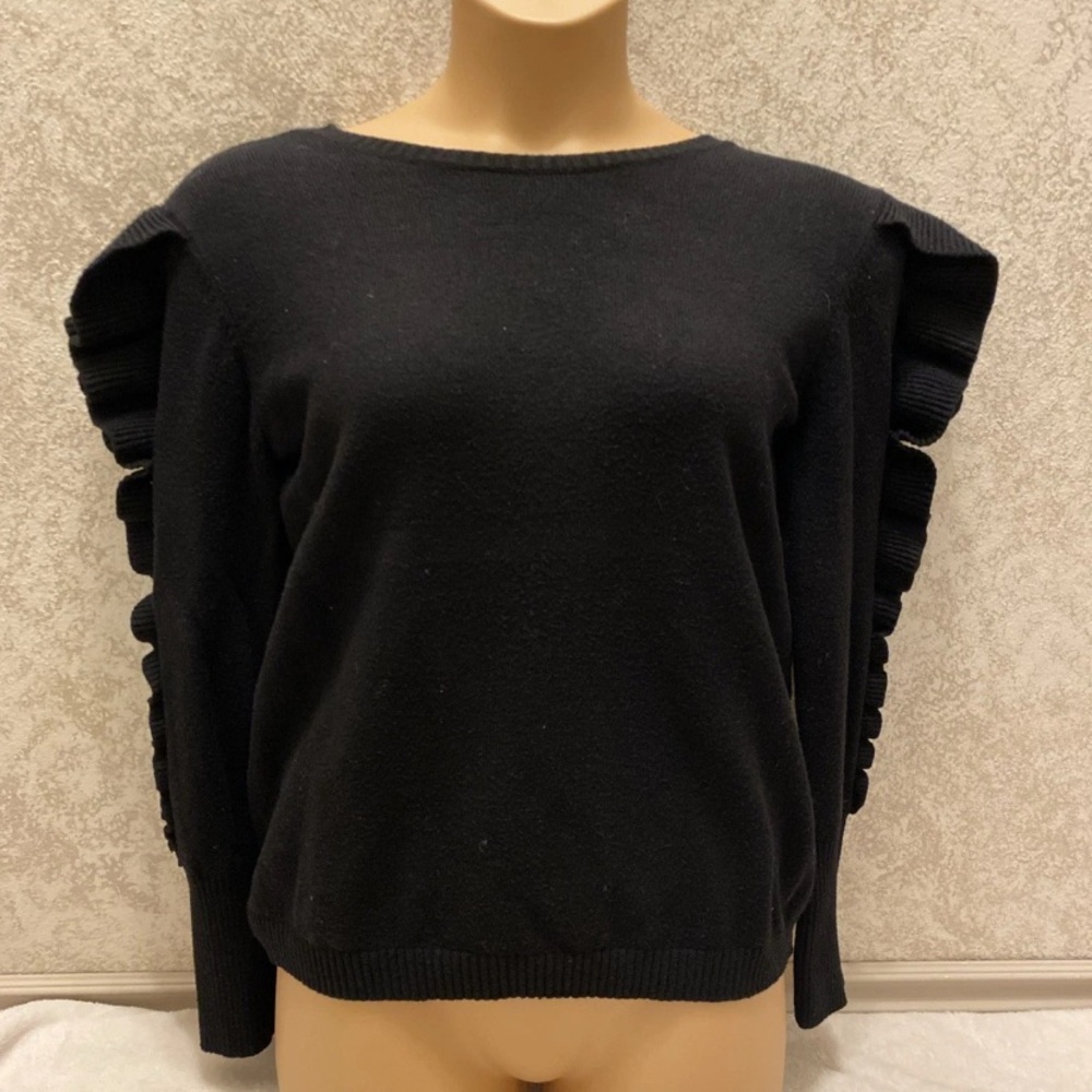 Express Elegant Black Ruffle Sleeve Sweater